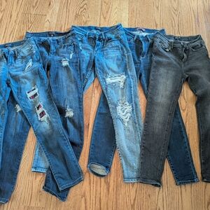 Judy Blue Distressed Denim Jeans - Blue and Gray